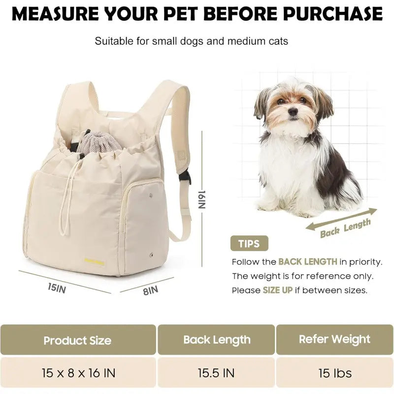 Pet Travel Carrier Bag, Cat Chest Front Pack, Large Capacity Breathable Dog Portable Bag, Hands-Free Comfortable Design for Pet Lovers