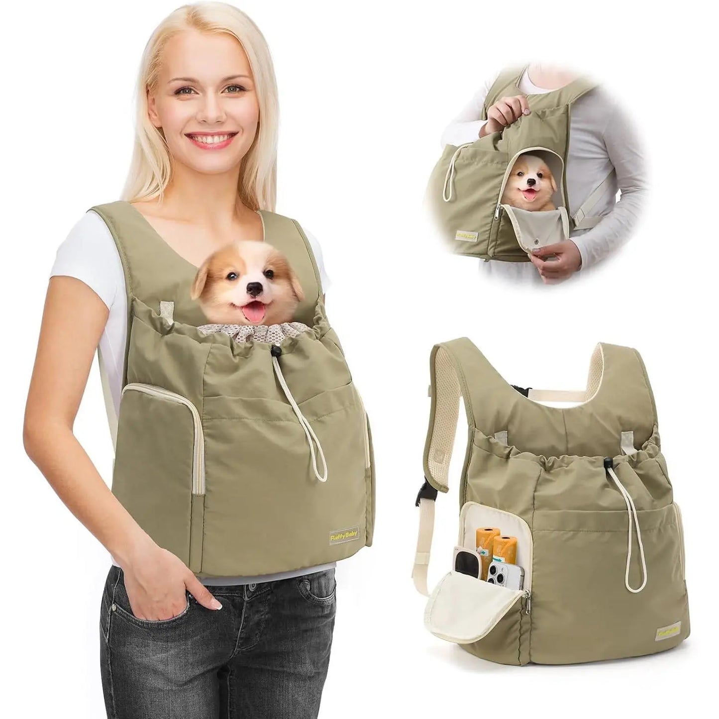 Pet Travel Carrier Bag, Cat Chest Front Pack, Large Capacity Breathable Dog Portable Bag, Hands-Free Comfortable Design for Pet Lovers