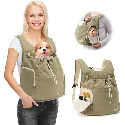 Pet Travel Carrier Bag, Cat Chest Front Pack, Large Capacity Breathable Dog Portable Bag, Hands-Free Comfortable Design for Pet Lovers