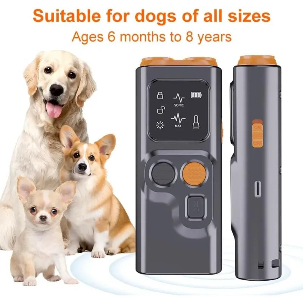 New Dog Training Device Rechargeable anti Dog Bark Stop-Barking Deterrent Device Pet Dog Repeller Ultrasonic with LED Flashlight