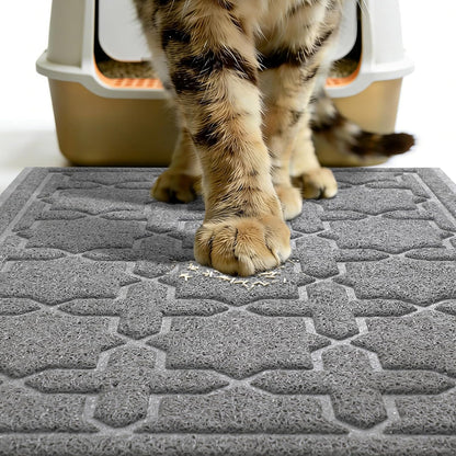 Cat Litter Mat, Litter Trapping Waterproof Non Slip PVC Mat, Scatter Control Easy Clean for Litter Box, 35.4"X23.6", Dark Grey