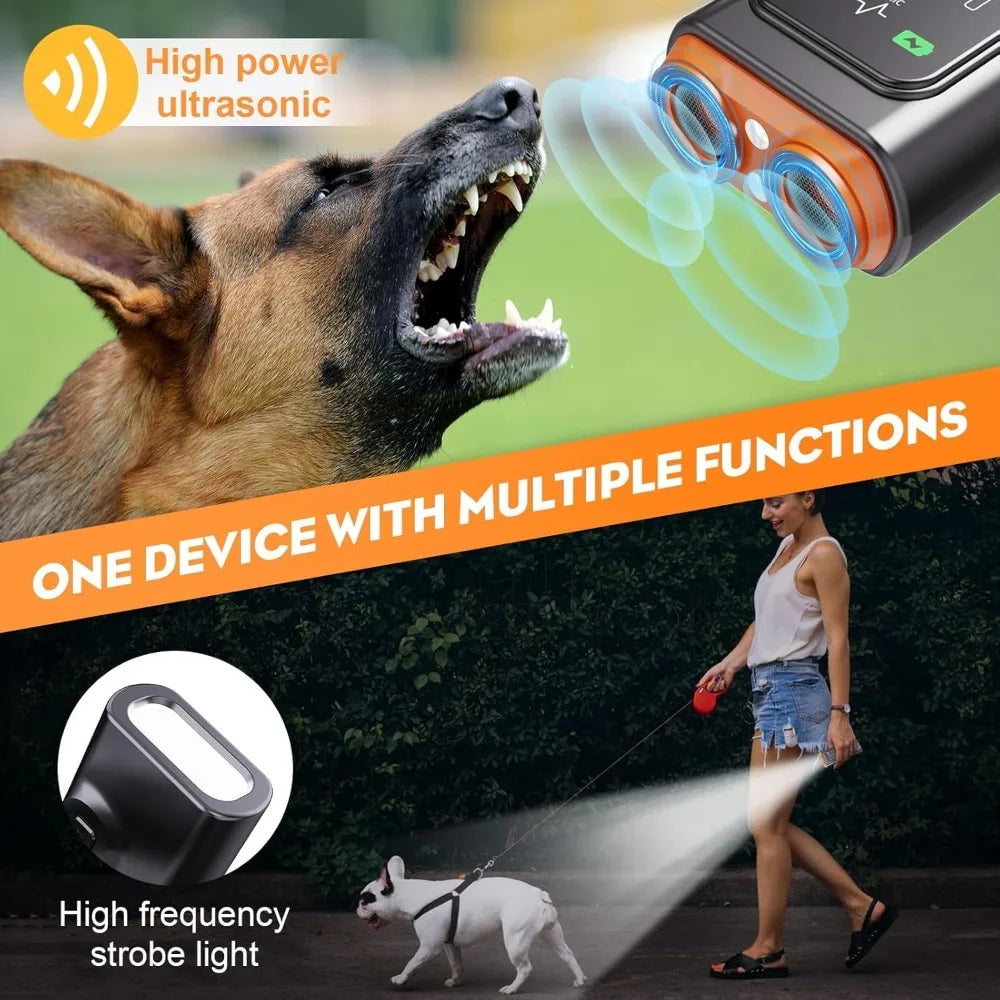 New Dog Training Device Rechargeable anti Dog Bark Stop-Barking Deterrent Device Pet Dog Repeller Ultrasonic with LED Flashlight